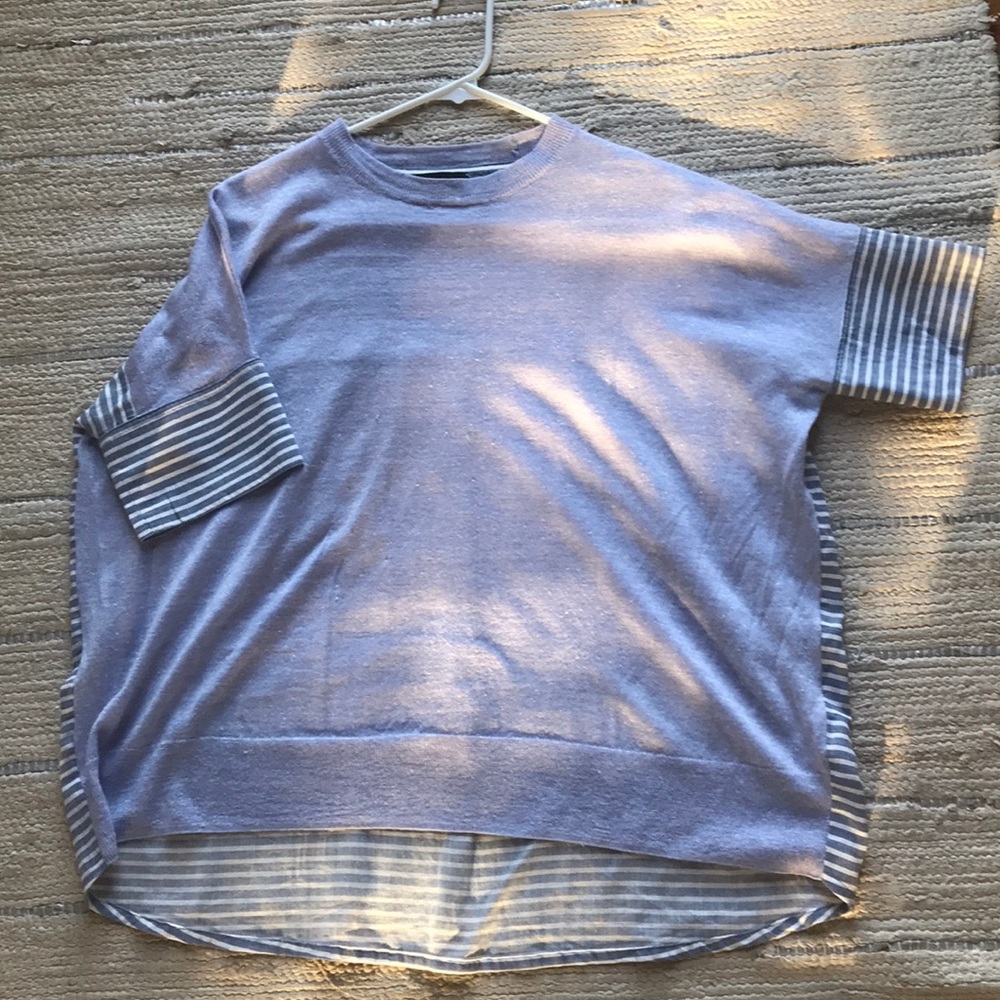 J. CREW  blue sweater blouse detailing size XS stripes